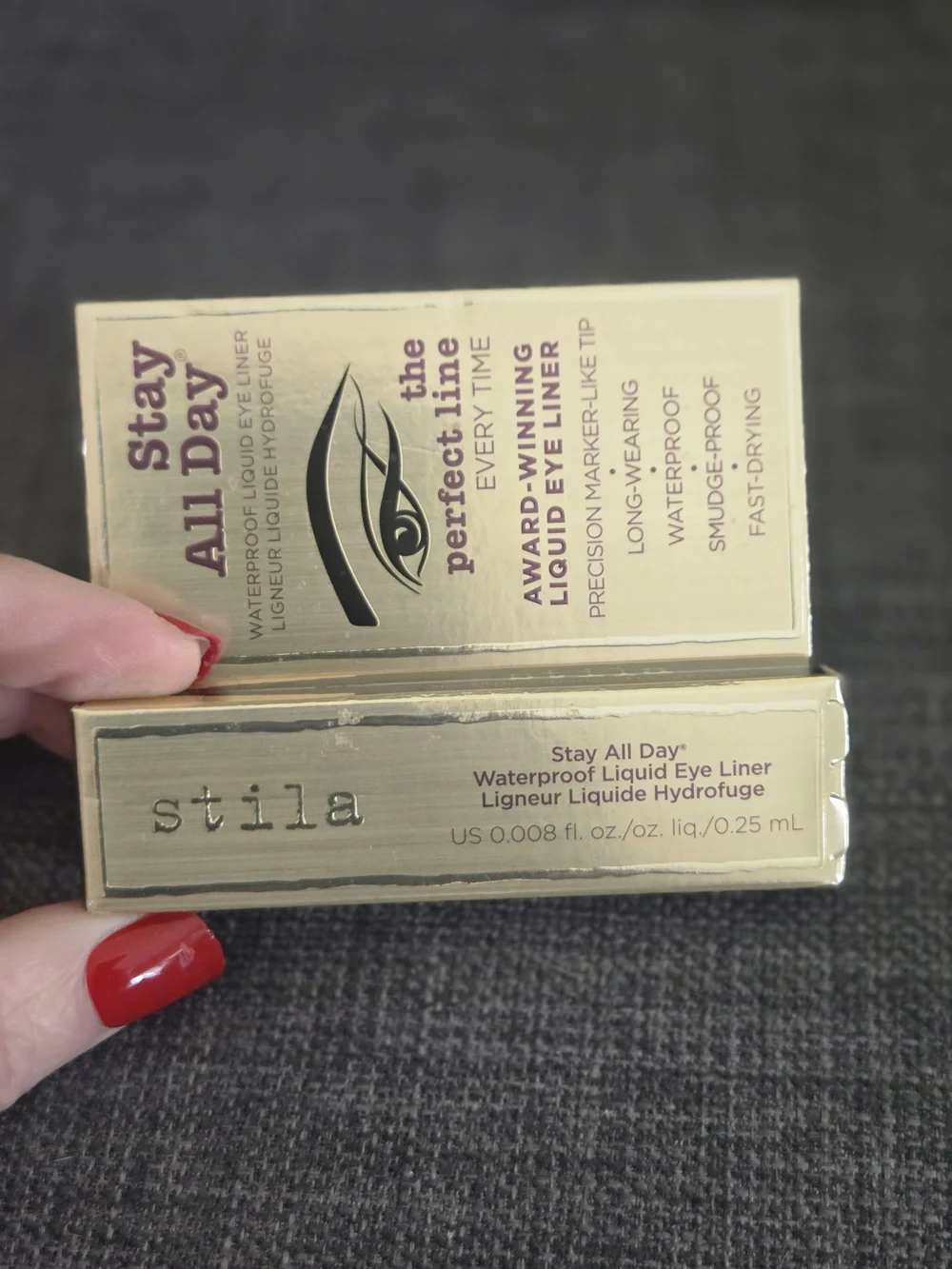 Stila Stay All Day Waterproof Liquid Eye Liner - Black in Gold Packaging
